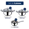 Set Batería Cocina "palma" 5pc Acero + 3 Sartenes (16/20/24cm) Utensilios De Cocina.