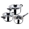 Set Batería Cocina "palma" 5pc Acero + 3 Sartenes (16/20/24cm) Utensilios De Cocina.