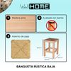 Banqueta Rústica Baja Madera Sin Barniz 32,5x32,5x48,5 Wellhome