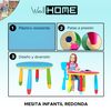 Mesita Infantil Redonda Azul En Plástico Ø70xh.48cm Wellhome