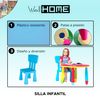 Silla Infantil Azul Plástico Fuerte Y Resistente 38x35x67cm Wellhome