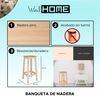 Banqueta Cuadrada Alta En Madera En Barniz, 32x32x70 Cm Wellhome