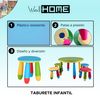 Taburete Infantil Azul Plástico Fuerte Y Resistente 30x26cm Wellhome