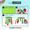 Taburete Infantil Verde Plástico Fuerte Y Resistente 30x26cm Wellhome