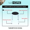 Taburete De Cocina Con Patas Metálicas Negro, 30,5x30,5x42,5 Wellhome