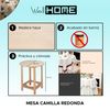 Mesa Camilla Redonda Estructura De Haya Sin Barniz, 60x60x75 Wellhome