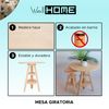 Mesa Giratoria En Madera De Pino Sin Barniz, 59,5x59,5x65cm Wellhome