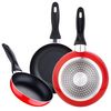 Batería De Cocina 5 Pzs + 3 Sartenes 16/20/24 Rojo + Olla A Presión 22cm 5l San Ignacio