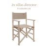 Set De 2 Sillones Director Plegables Estructura Sin Barniz Piedra, Madera De Haya