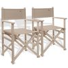 Set De 2 Sillones Director Plegables Estructura Sin Barniz Piedra, Madera De Haya