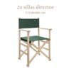 Set De 2 Sillones Director Plegables Estructura Sin Barniz Verde Oscuro Madera De Haya