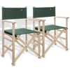 Set De 2 Sillones Director Plegables Estructura Sin Barniz Verde Oscuro Madera De Haya