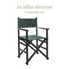 Set De 2 Sillones Director Plegables Estructura Wengué  Verde Oscuro Madera De Haya