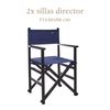 Set 2 Sillones Director Wengué Azul Oscuro Madera Haya Scalpers