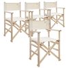 Set De 4 Sillones Director Plegables Estructura Sin Barniz Crudo Madera De Haya