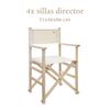 Set De 4 Sillones Director Plegables Estructura Sin Barniz Crudo Madera De Haya