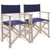 Set De 4 Sillones Director Plegables Estructura Sin Barniz Azul Oscuro, Madera De Haya