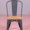 Silla Metálica Con Asiento De Madera De Olmo 44x53x83cm - Negro