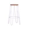 Taburete Industrial En Madera De Fresno  49x49x75cm - Blanco