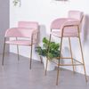 Silla De Diseño Tapizada En Terciopelo Y Patas Doradas 60x52x78cm - Rosa