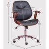 Silla De Oficina De Diseño Con Madera Oscura De Nogal Y 69x60x93cm - Negro