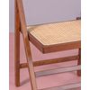 Silla Plegable Estilo Retro En Rattan Natural Y Madera 47x53x84cm - Nogal