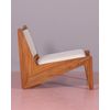 Sillón Bajo En Madera De Teca Y Tapizado En Tejido Bouclé 60x71x57cm - Blanco