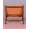 Sillón Bajo En Madera De Teca Maciza Y Tapizado En Piel 60x70x57cm - Cognac