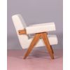 Sillón Rústico En Madera De Teca Maciza Y Tapizado En 77x70x79cm - Blanco