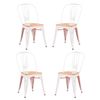 Pack De 4 Sillas Metálicas Con Asiento De Madera 44x53x83cm - Blanco