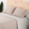 Colcha Lisa Algodón Reversible Bordada Beige Cama 90 Cm - 180x270 Cm