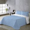 Colcha Estampada Reversible Valeria Azul Cama 105 Cm - 200x270 Cm