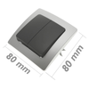 Bematik - Conmutador Doble Empotrable Con Marco 80x80mm Serie Lille De Color Plata Y Gris Me01100