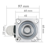 Primematik - Rueda Pivotante Industrial De Poliuretano Y Pvc Transparente Sin Freno 75 Mm Qr00200