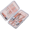 Primematik - Kit De Estuche De Manicura Y Pedicura Profesional, Set De 12 Accesorios De Acero Inoxidable, Color Oro Rosa Be10400