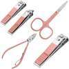 Primematik - Kit De Estuche De Manicura Y Pedicura Profesional, Set De 12 Accesorios De Acero Inoxidable, Color Oro Rosa Be10400