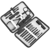 Primematik - Kit De Estuche De Manicura Y Pedicura Profesional, Set De 15 Accesorios De Acero Inoxidable, Funda Negra Con Imitación A Piel Be10500