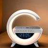 Dekopix Lámpara Mesa Led, Cargador Inalámbrico, Altavoz Bluetooth, Reloj Despertador, Radio Fm. Estilo Forma G