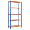 Estanteria Metálica Sin Tornillos Con Aglomerado Maderclick 5/400 Azul/naranja/madera 1800x900x400 Mm