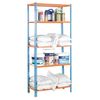 Estanteria Metálica Sin Tornillos Con Aglomerado Maderclick 5/400 Azul/naranja/madera 1800x900x400 Mm