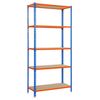 Estanteria Metálica Sin Tornillos Con Aglomerado Maderclick Superplus 5/500 Azul/naranja/madera 2000x1100x500mm