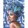 Cuadro, Mujer Turbante Azul  100x70x3 Cm