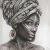 Cuadro Mujer Africana Perfil 100x100x3 Cm