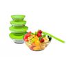 Set 5 Boles De Cristal Con Tapa Antigoteo Jocca 125 Ml+ 200 Ml+ 350 Ml+ 500 Ml+ 900 Ml - Verde