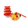 Set 5 Boles De Cristal Con Tapa Antigoteo Jocca 125 Ml+ 200 Ml+ 350 Ml+ 500 Ml+ 900 Ml - Rojo (