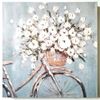 Cuadro Lienzo - Pintura Original Bicicleta Flores 60x60cm