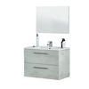 Mueble Baño Con Espejo 2 Cajones Color Cemento 80x45x57 Cm Sin Lavamanos
