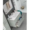 Mueble Baño Con Espejo 2 Cajones Color Cemento 80x45x57 Cm Sin Lavamanos