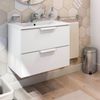 Miroytengo Mueble De Baño Suspendido Pequeño Estilo Contemporáneo Color Blanco Brillo 60 Cm (sin Lavabo)