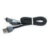 Cable Plano Usb A Micro Usb + Lightning Negro